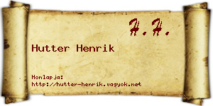 Hutter Henrik névjegykártya